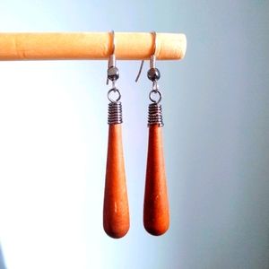 Wood Teardrop Earrings